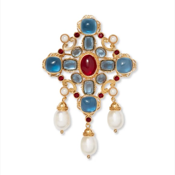 Elegant Pendant with Pearls Gold Red & Blue Gems from Metopolitian Museum of Art